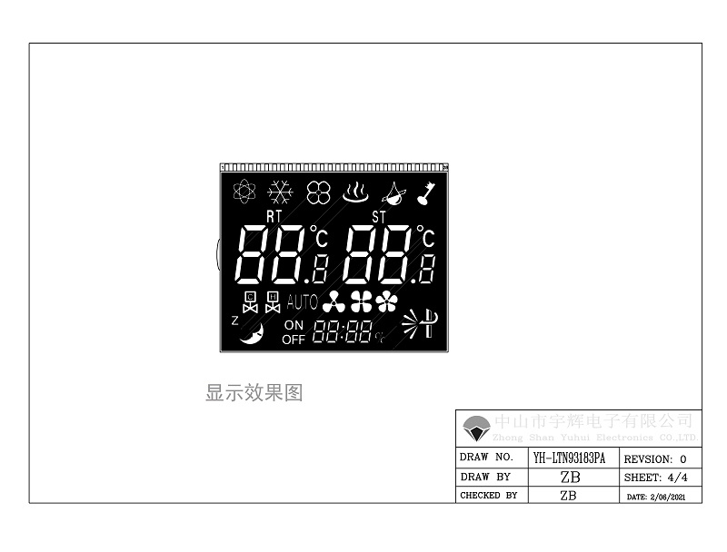 溫控器線控器TN加藍色片LCD液晶顯示段碼屏 溫控器線控器TN加藍色片LCD液晶顯示段碼屏